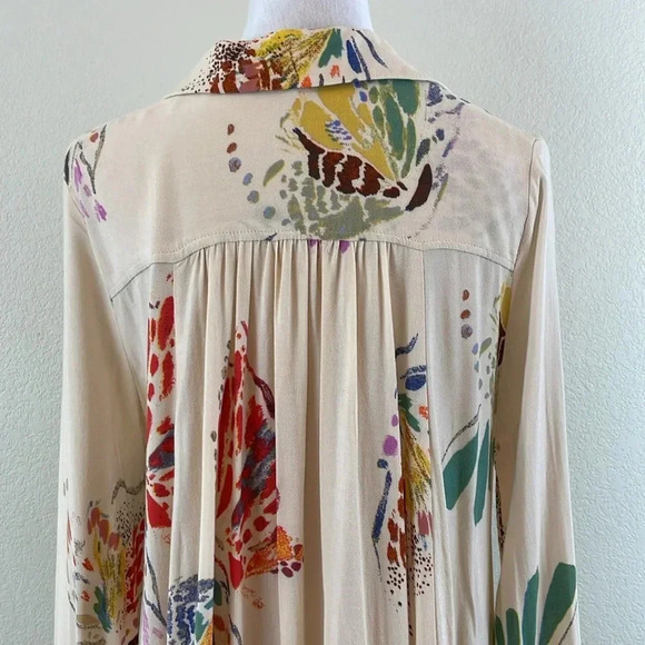 Free People cream floral/abstract high low tunic size small - Picture 5 of 9
